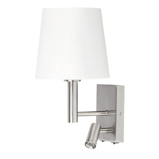 Rábalux Harvey Fali lámpa E27 1x MAX 40W + LED 3W 2 kapcsolóval 2800K IP20 szatin króm RAB6539