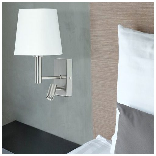 Rábalux Harvey Fali lámpa E27 1x MAX 40W + LED 3W 2 kapcsolóval 2800K IP20 szatin króm RAB6539