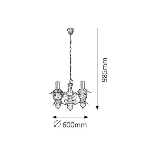 Rábalux Enna Csillár E14 3x MAX 40W IP20 fekete RAB7860