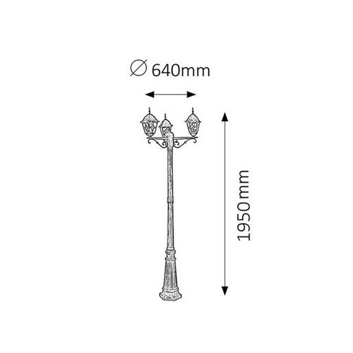 Rábalux Monaco Kültéri állólámpa E27 3x MAX 60W IP43 antik arany RAB8186