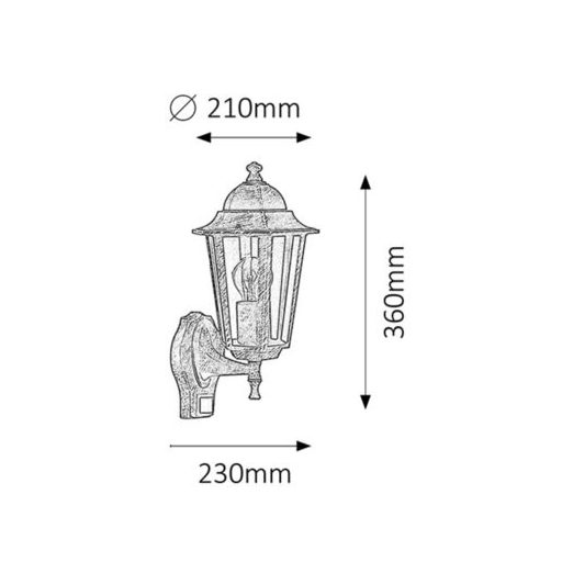 Rábalux Velence Kültéri fali lámpa E27 1x MAX 60W mozgásérzékelő IP43 antik arany RAB8218
