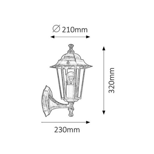 Rábalux Velence Kültéri fali lámpa E27 1x MAX 60W IP43 antik arany RAB8234