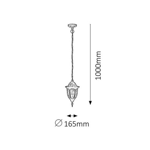 Rábalux Milano Kültéri függeszték E27 1x MAX 60W IP43 fekete RAB8344