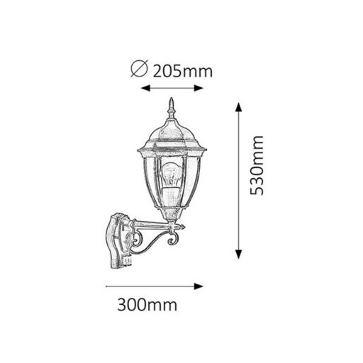Rábalux Toronto Kültéri fali lámpa E27 1x MAX 100W mozgásérzékelő IP44 antik arany RAB8380