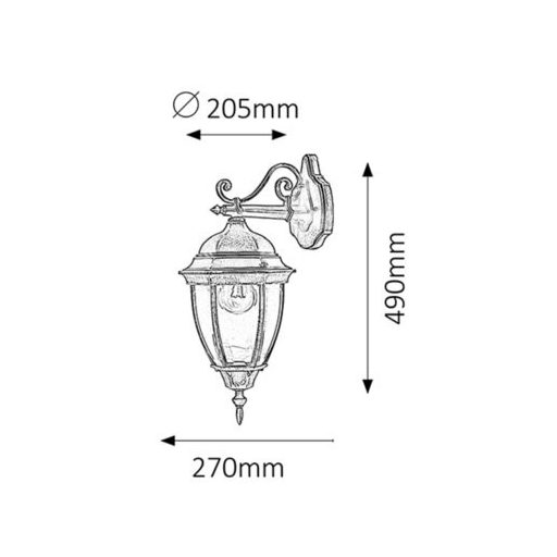 Rábalux Toronto Kültéri fali lámpa E27 1x MAX 60W IP44 antik arany RAB8381