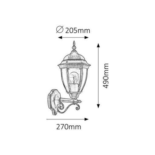Rábalux Toronto Kültéri fali lámpa E27 1x MAX 60W IP44 antik arany RAB8382