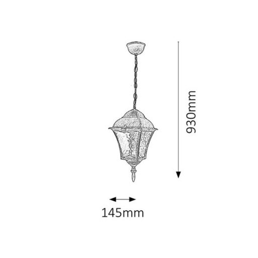 Rábalux Toscana Kültéri függeszték E27 1x MAX 60W IP43 antik arany RAB8394