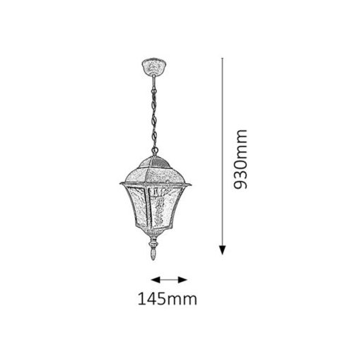 Rábalux Toscana Kültéri függeszték E27 1x MAX 60W IP43 antik ezüst RAB8399