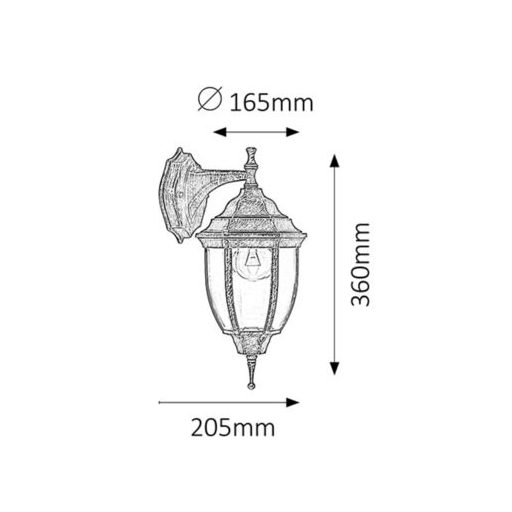 Rábalux Nizza Kültéri fali lámpa E27 1x MAX 60W IP43 antik arany RAB8451