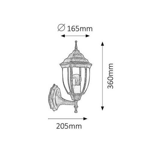 Rábalux Nizza Kültéri fali lámpa E27 1x MAX 60W IP43 antik arany RAB8452