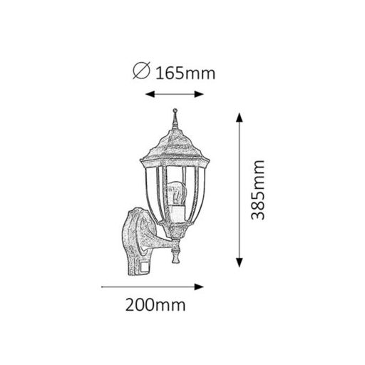 Rábalux Nizza Kültéri fali lámpa E27 1x MAX 60W mozgásérzékelő IP43 antik arany RAB8458
