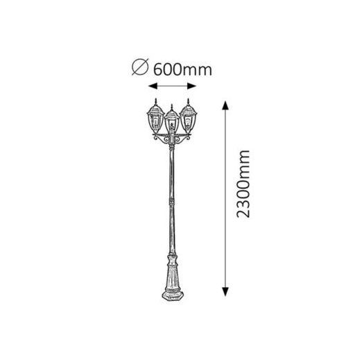 Rábalux Toronto Kültéri állólámpa E27 3x MAX 60W IP44 antik arany RAB8460