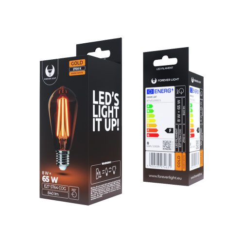 FL Borostyán LED filament COG lámpa  E27 8W 2700K - RTV0100021