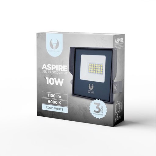 FL ASPIRE 10W LED reflektor 120° 6000K 110lm/W szürke házas - RTV0700002