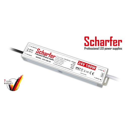 Scharfer LED Fémházas szerelhető vízálló tápegység 100W 4.17A 24V IP67 - SCH-100-24
