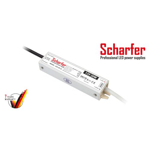 Scharfer LED Fémházas szerelhető vízálló tápegység 20W 1.67A 12V IP67 - SCH-20-12