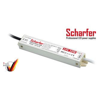   Scharfer LED Fémházas szerelhető vízálló tápegység 30W 1.25A 24V IP67 - SCH-30-24