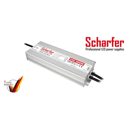 Scharfer LED Fémházas szerelhető vízálló tápegység 300W 12,5A 24V IP67 - SCH-300-24