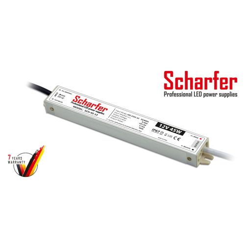 Scharfer LED Fémházas szerelhető vízálló tápegység 45W 3.75A 12V IP67 - SCH-45-12