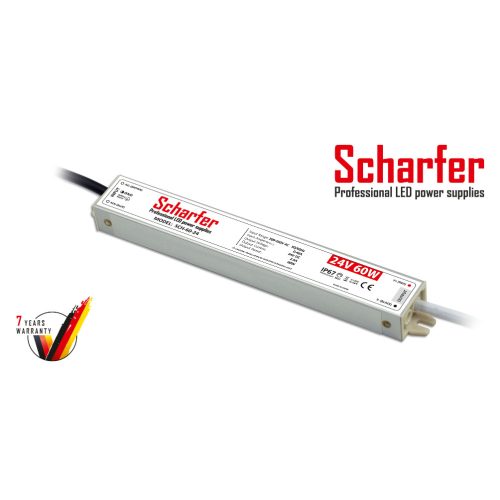 Scharfer LED Fémházas szerelhető vízálló tápegység 60W 2.5A 24V IP67 - SCH-60-24